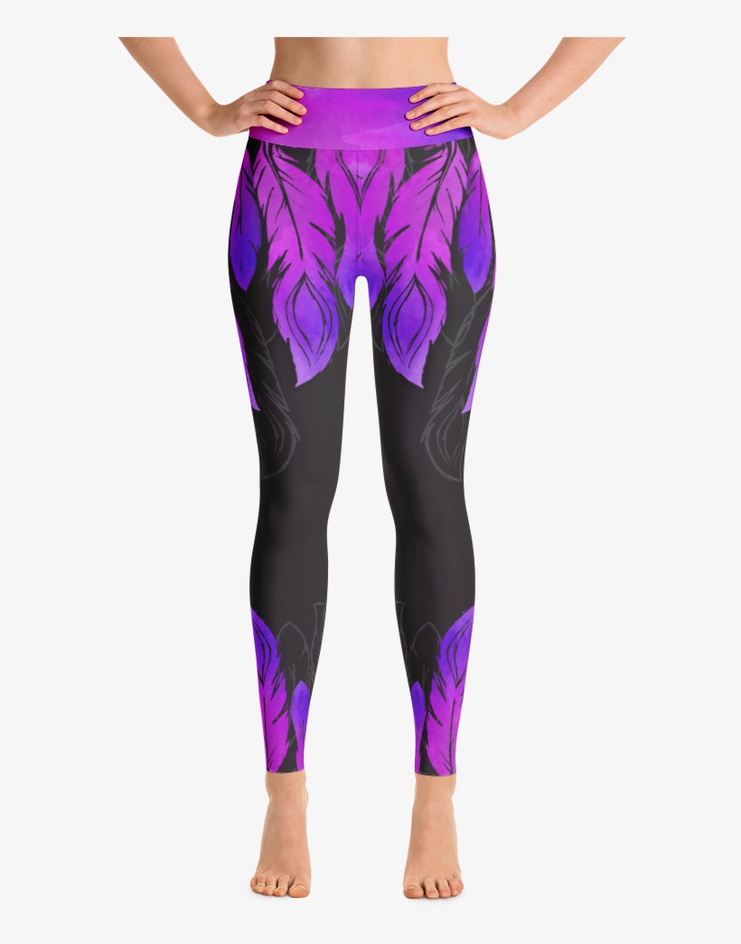 Purple Feather Yoga Leggings, transparent png #4184969