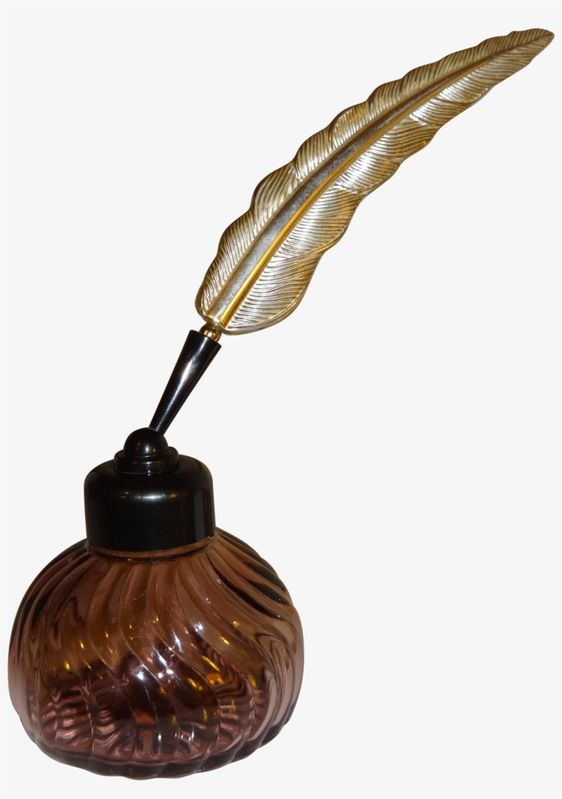 Avon Purple Glass Inkwell Bottle With Plastic Feather, transparent png #4185391