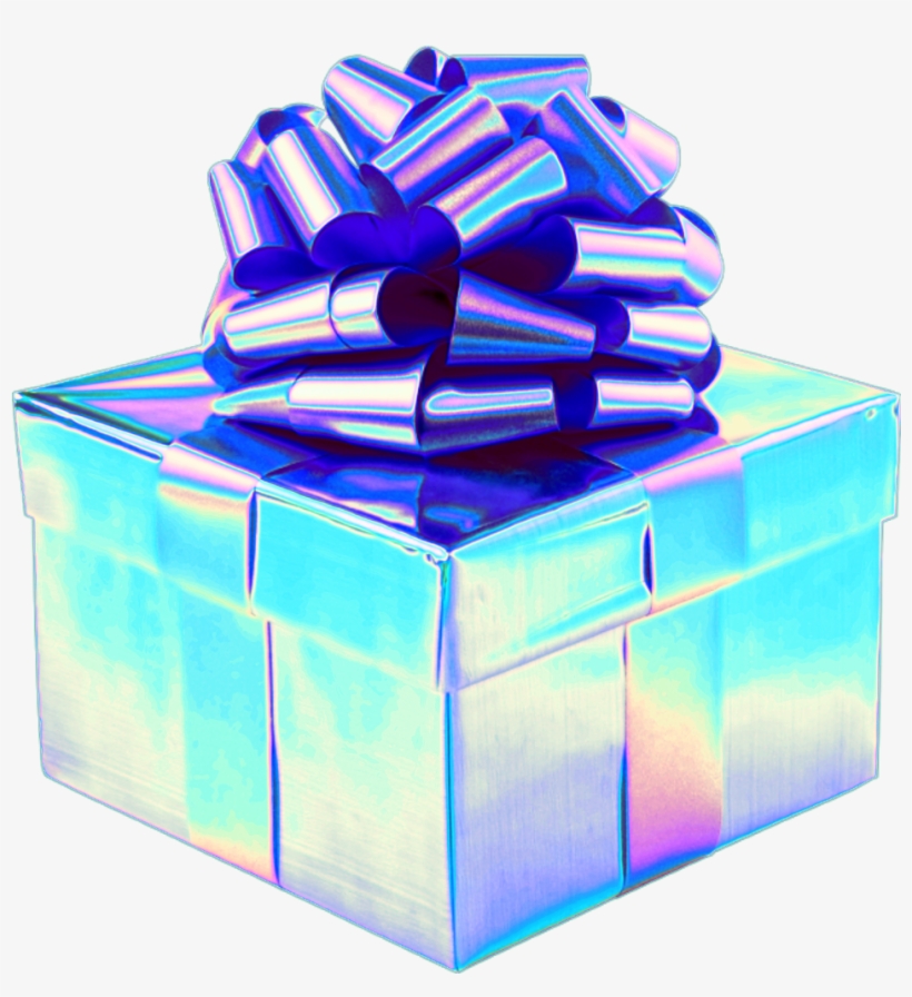Holo Holographic Box Gift Present Bow Party Holiday - Pink Gift Box, transparent png #4186157