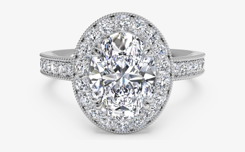 The Round Brilliant Cut Diamond Is The Most Popular - Vintage Oval Halo Engagement Rings, transparent png #4187358