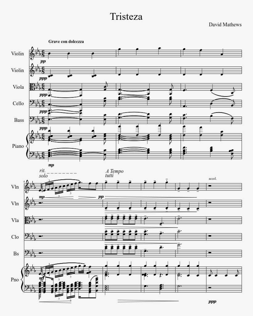 Tristeza Sheet Music Composed By David Mathews 1 Of - Music, transparent png #4187812