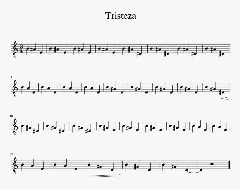 Tristeza Sheet Music 1 Of 1 Pages - Wii Shop Theme Sheet Music, transparent png #4187925