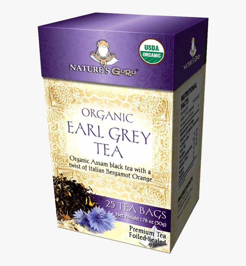 Organic Earl Gray Pyramid Tea Bags - Earl Gray Tea Package, transparent png #4189168