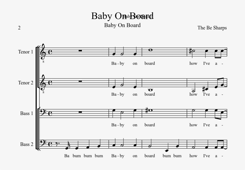 Baby On Board Sheet Music Composed By The Be Sharps - Diagram, transparent png #4189411
