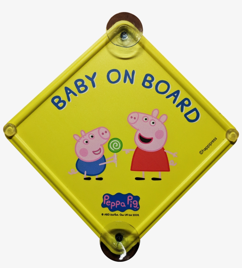 Sunshine Yellow Peppa Baby On Board Car Sign - Cartoon, transparent png #4189600