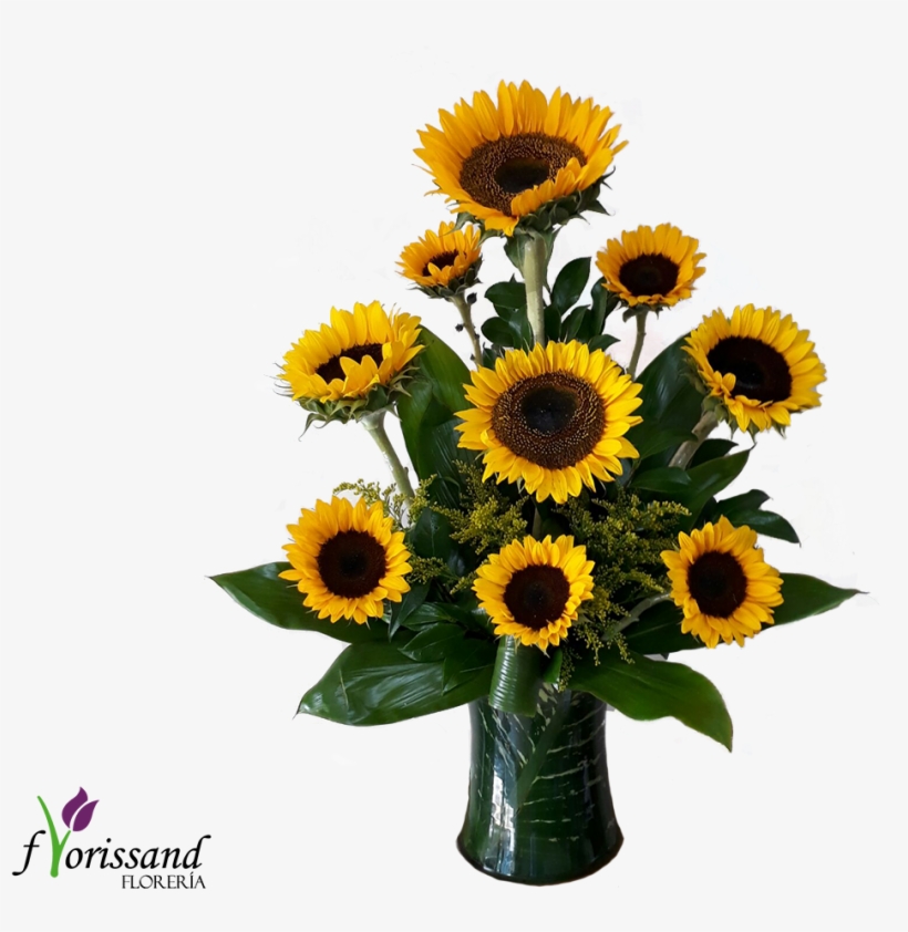 Jarron Cristal Forrado En Hojas Verdes - Sunflower, transparent png #4190457