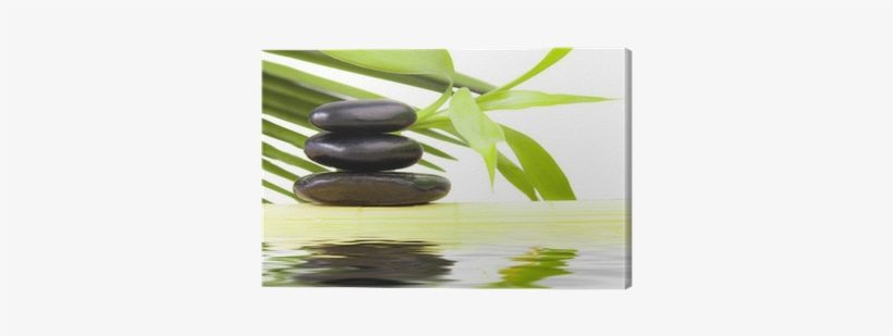 Piedras Negras Con Agua Y Hojas Verdes Canvas Print - Spa, transparent png #4190675