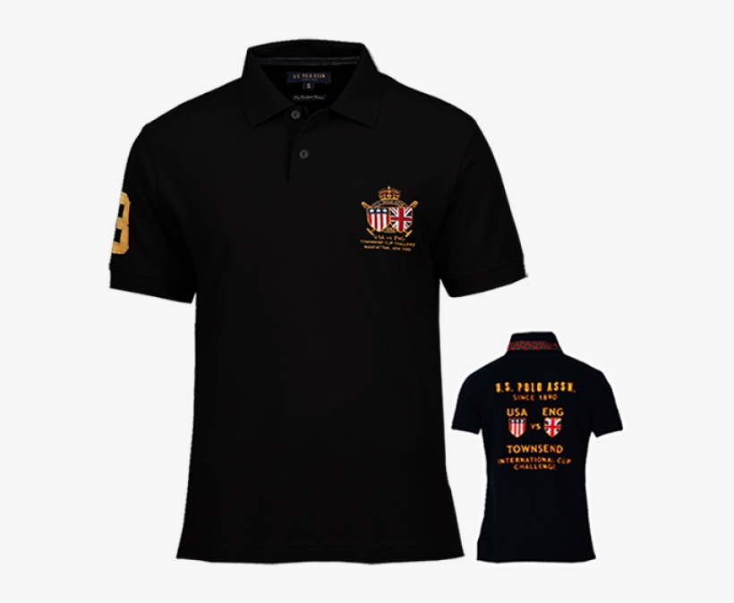 ~us Polo Assn Black Polo Tshirt With Embroidery On - Us Polo Assn Printed T Shirts, transparent png #4191142