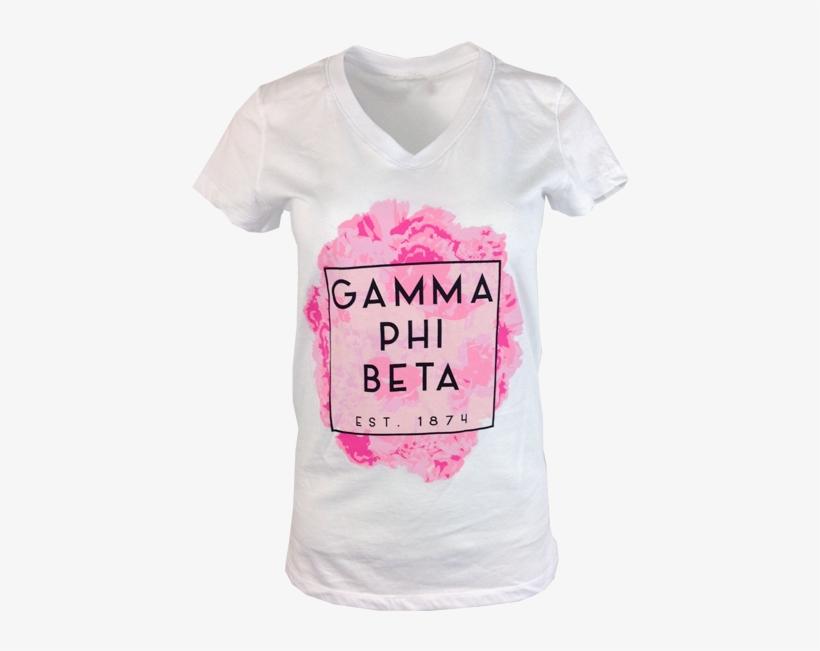 Gamma Phi Beta Pink Carnation Vneck - Active Shirt, transparent png #4192149