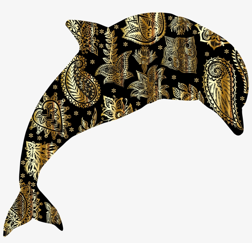 This Free Icons Png Design Of Gold Floral Pattern Dolphin, transparent png #4192342