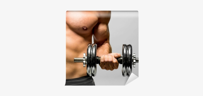 Powerful Muscular Man Lifting Weights Wall Mural • - Rubber Silicone Wedding Ring Band Sport Outdoor Flexible, transparent png #4192398