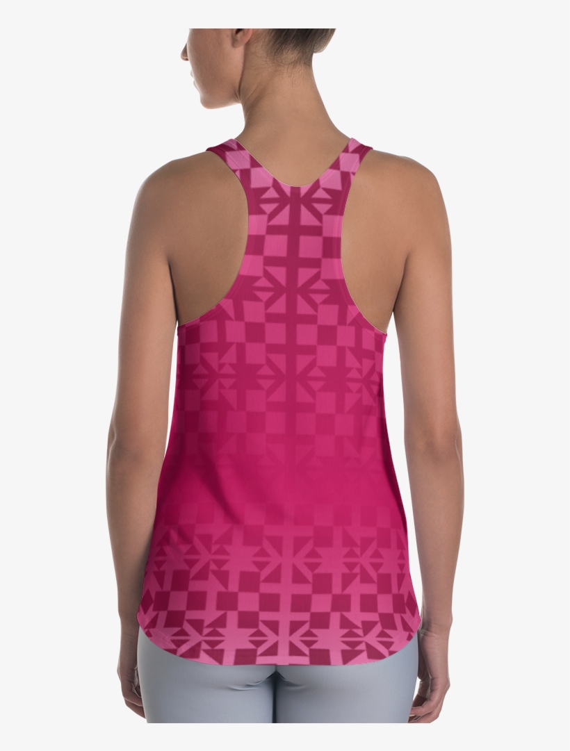 Pink Square And Triangle Pattern Women's Racerback - Shirt, transparent png #4193608