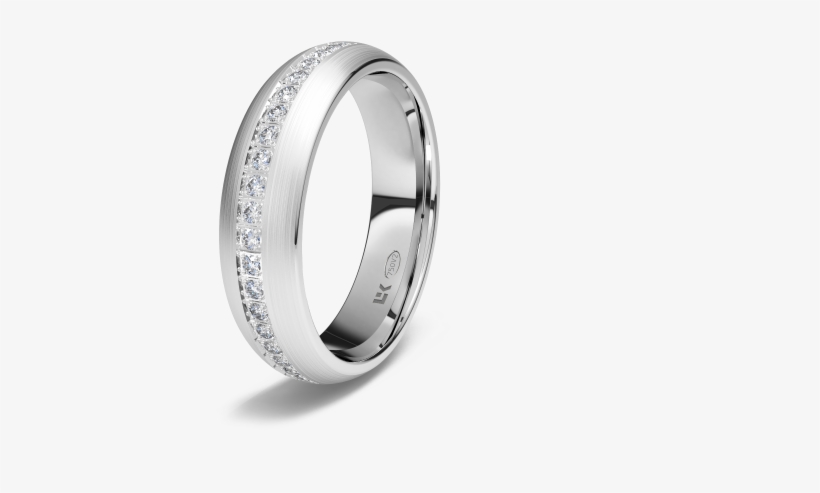 Anillo De Compromiso De Oro Blanco 18k De Forma Media - Anillo Media Caña, transparent png #4194113