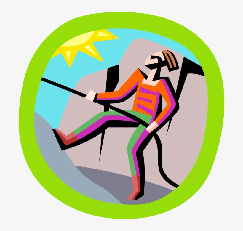 Vector Illustration Of Mountaineering Rock Climber, transparent png #4196520