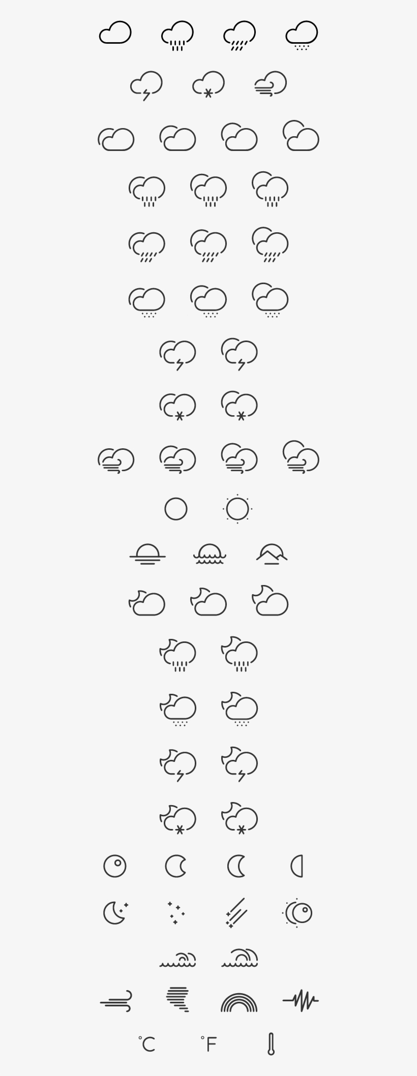 Cute Weather Line Icons Vector Material - Weather Icon Png Material, transparent png #4197202