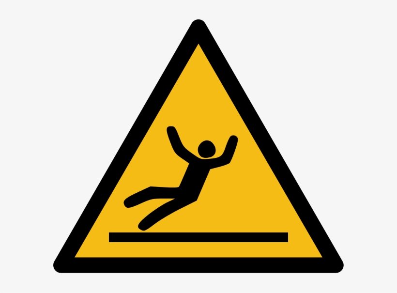 How To Avoid The Dangers Of Falling - Figure Slipping In Warning Triangle Sign, transparent png #4197476