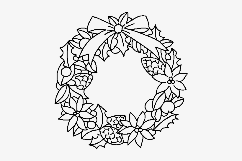 Christmas Wreath Colouring Pages, transparent png #4199162