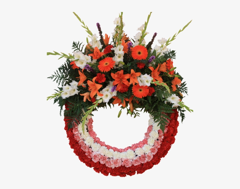 Corona Con Aro De 75cm Con 5 Filas De Clavel Y Cabezal - Diameter, transparent png #4199658