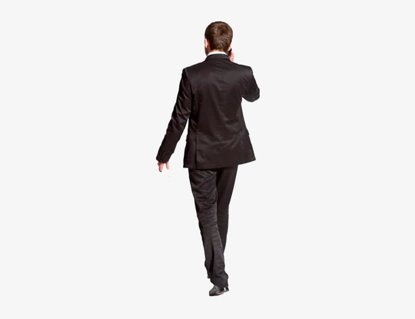 Cutout Man Walking Back Phone People Cutout, Cut Out - Man In Suit Back Png, transparent png #420091