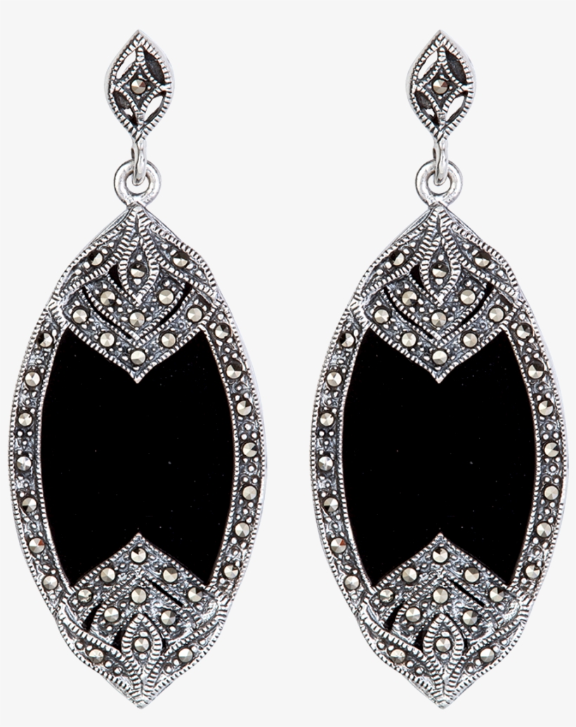 Large Marcasite Oval Earrings, transparent png #420135