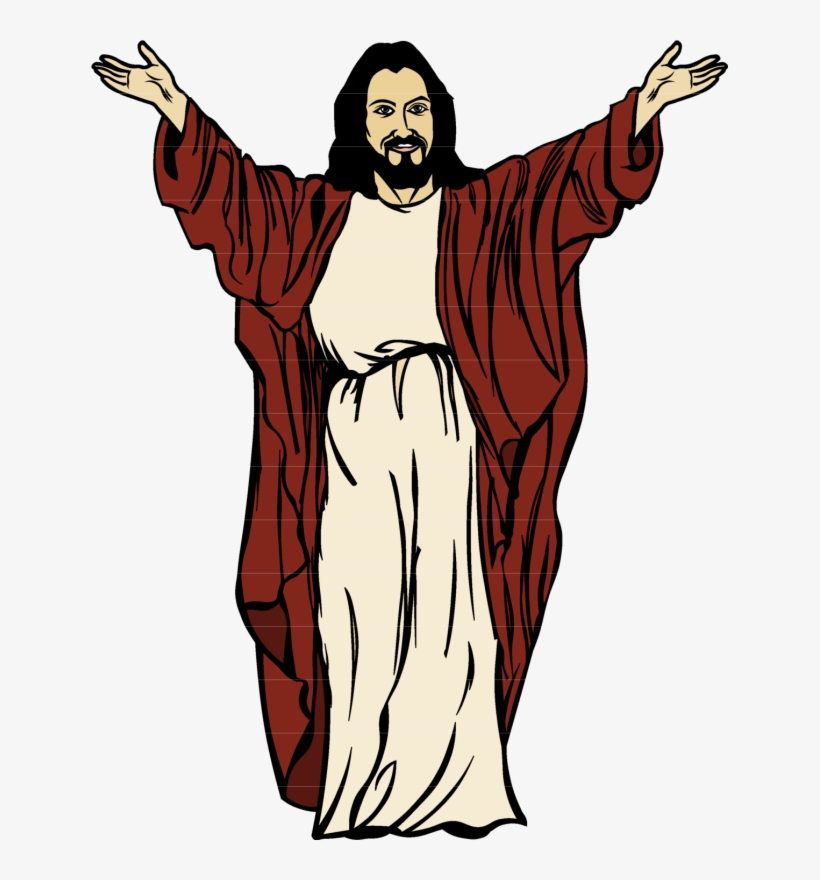 Pin Come To Jesus Clipart - Cartoon Jesus Open Arms, transparent png #421155