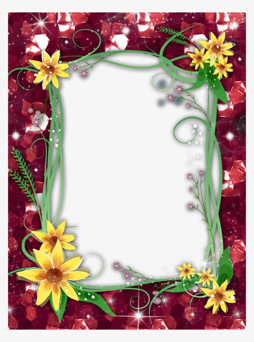 Red Flower Frame Png Transparent Image - Flower Frame Border Png Transparent, transparent png #421603