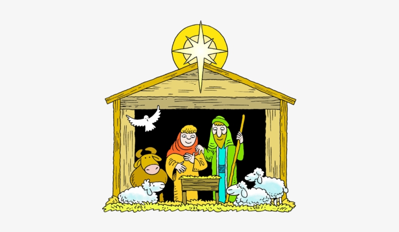 Clip Art Black And White Mary Joseph Baby Manger Images - Jesus In A Manger Clipart, transparent png #421821