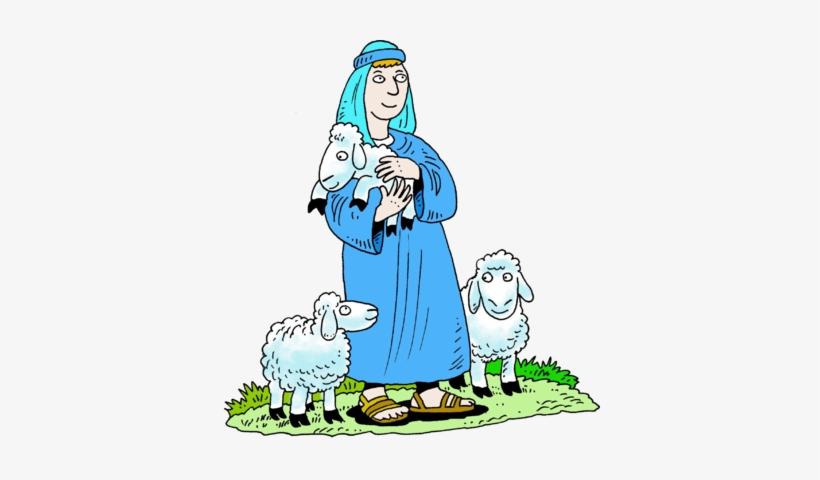 Standing Shepherd In Blue Robe Shepherd Clip Art Christart - Shepherds And Sheep Clipart, transparent png #421980