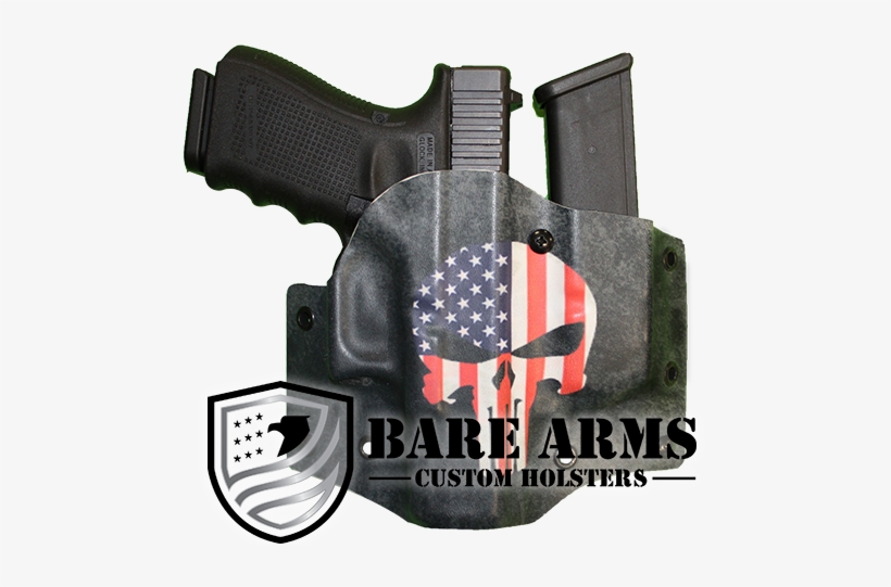 Owb/iwb W/mag-skull Flag On Distressed Background - Handgun Holster, transparent png #424170