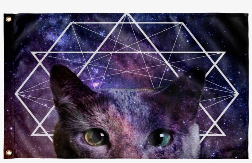 Galaxy Geometric Cat Flag - Cat, transparent png #425392