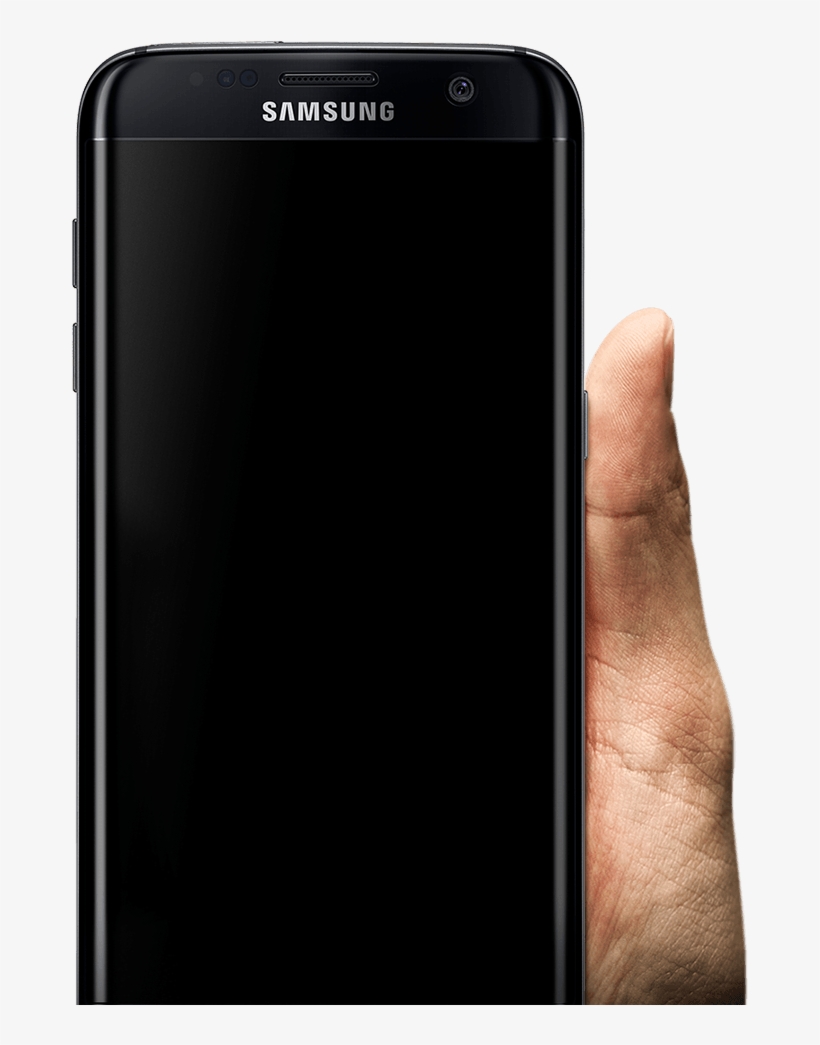Hand Holding Up Galaxy S7 Edge Against High Contrast - Smartphone, transparent png #425687