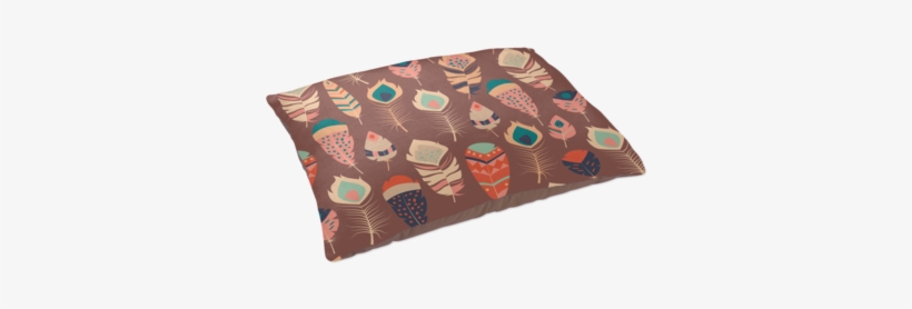 Bohemian Feather Print Dog Bed In Brown - Dog, transparent png #426490