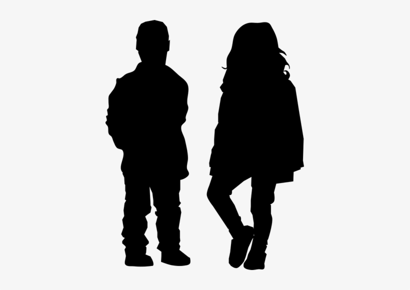 Boy And Girl Silhouette Public Domain Vectors - Human Silhouette Walking Png, transparent png #427687