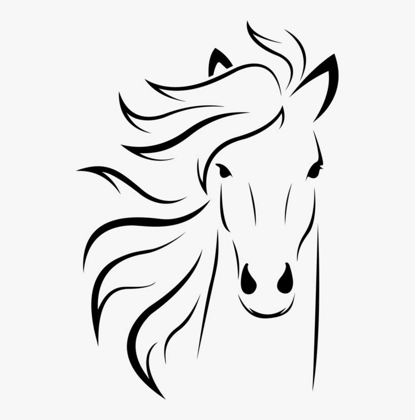 Horse Drawing Animal Face Silhouette - Horse Face Clipart, transparent png #428770