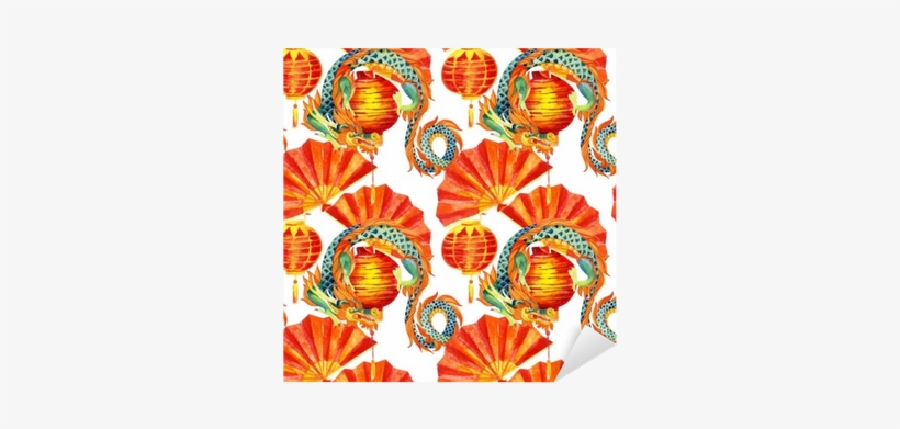 Chinese Dragon Watercolor Seamless Pattern - Watercolor Painting, transparent png #429606