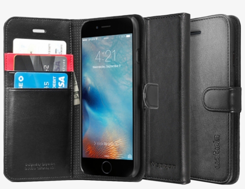 Spigen Wallet Case For Apple Iphone 6 / 6s - Spigen Wallet's Case For Iphone 6/6s Black, transparent png #429635