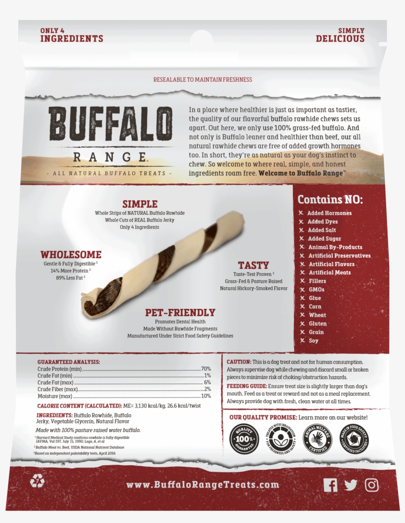 Buffalo Range All Natural Jerky Twist Rawhide Chews - Buffalo Range All Natural, Grain Free Jerky Rawhide, transparent png #4200949