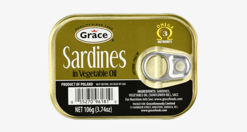 La Fe Grace Sardines In Oil - Grace Foods Grace Sardines In Vegetable Oil, 3.74 Oz, transparent png #4201258
