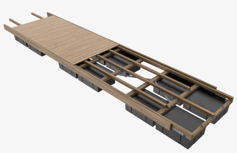 Unideck Timber Dock Single Module View With Cuts - Dock, transparent png #4201796