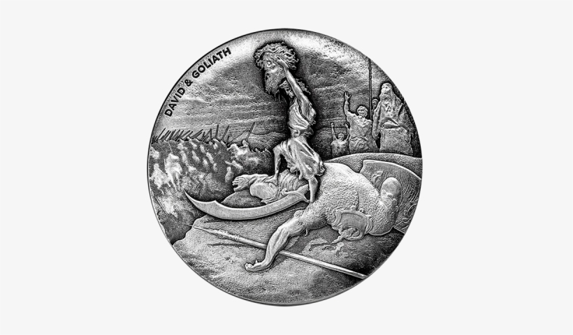 Biblical Coin David & Goliath 2 Oz Bu Silver Coin 2$ - David And Goliath Coin, transparent png #4202205