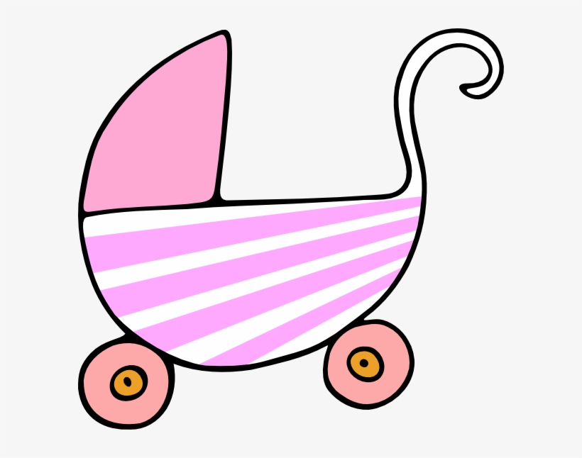 Baby Pink Stroller Clip Art - Girl Baby Stroller Greeting Cards, transparent png #4202228