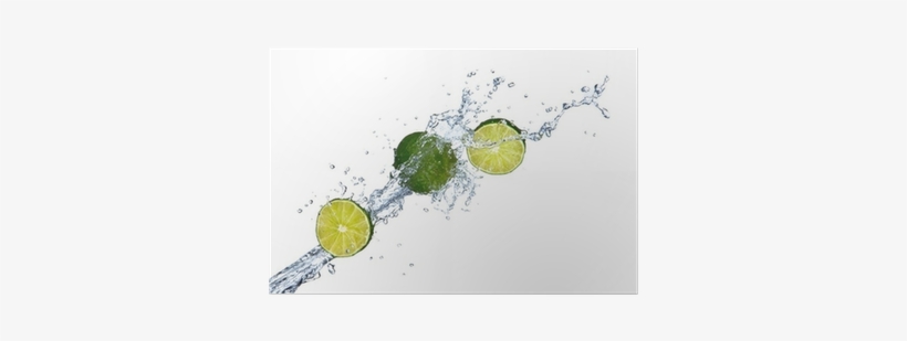 Fresh Limes Falling In Water Splash,isolated On White - Water, transparent png #4202459