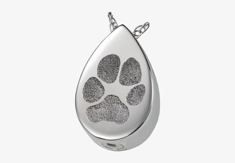 Silver Teardrop Pawprint Jewelry With Compartment - Handprint Teardrop Sterling Silver Cremation Pendant, transparent png #4203497