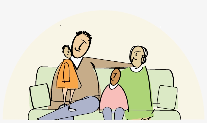 Family On Couch - Cartoon, transparent png #4204076