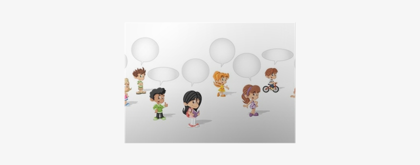 Cartoon Children Talking With Speech Balloon Poster - Personas Con Globos De Dialogo, transparent png #4204260