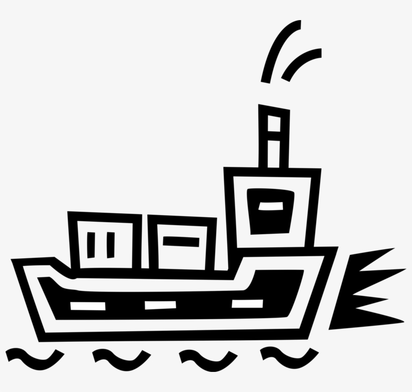 Vector Illustration Of Ocean Transport Cargo Ship Or, transparent png #4204937