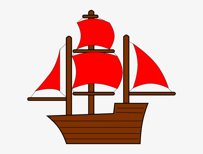 Red Pirate Ship Clip Art At Clker - Red Pirate Ship Clip Art, transparent png #4205046