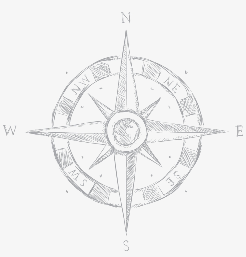 Compass - Compass Rose Drawing Easy, transparent png #4205680