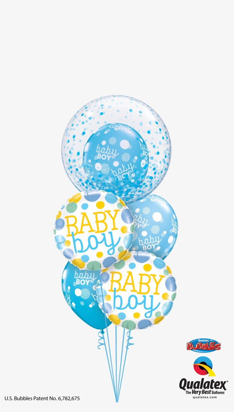 Baby Boy Confetti Bubble Balloon Bouquet - Qualatex Bubble Balloon Confetti, transparent png #4206142