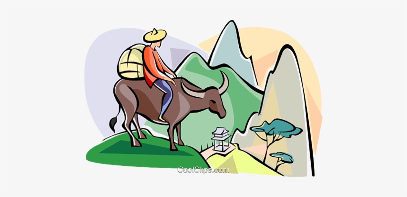 Water Buffalo Crossing Mountains Royalty Free Vector, transparent png #4206691